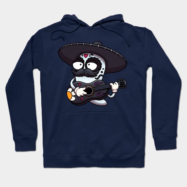 Mexican Sugar Skull Pepper Playing Guitar Hoodie by TheMaskedTooner